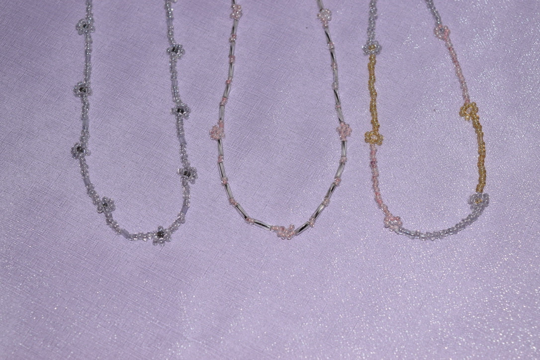 Dainty Flower Necklace (Dusky Blue)