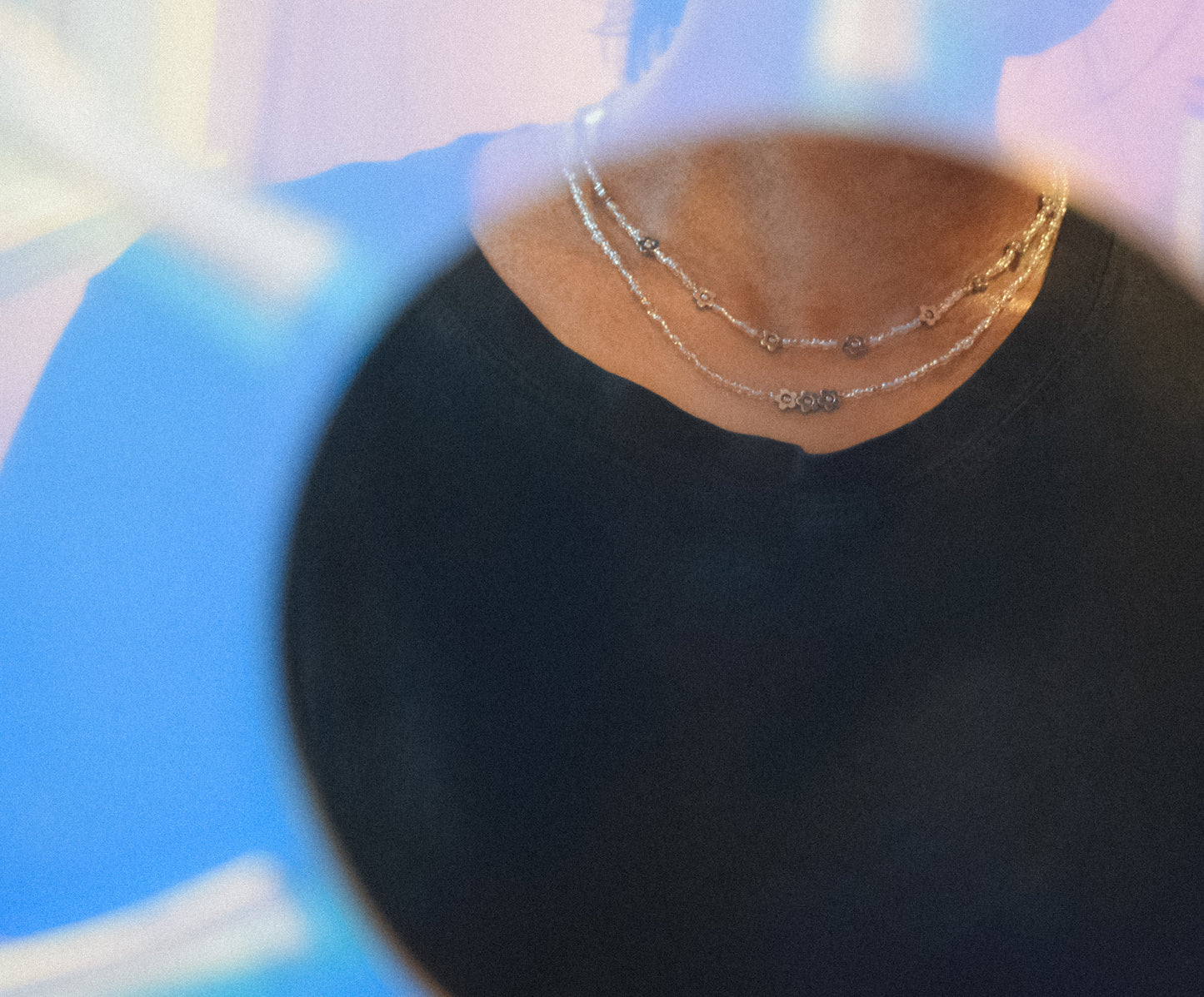 Shimmery Flowers Necklace Duo