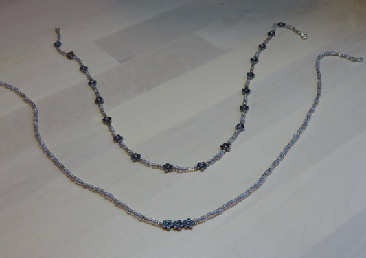 Shimmery Flowers Necklace Duo