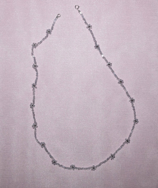 Dainty Flower Necklace (Dusky Blue)