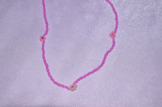 Dainty Flower Necklace (Hot Pink)