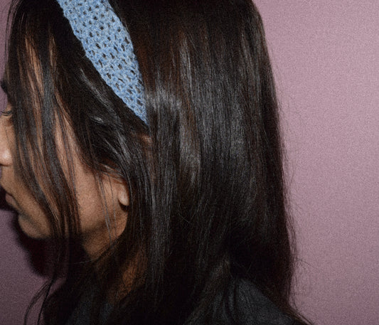 70s-inspired blue headband (dusky blue)