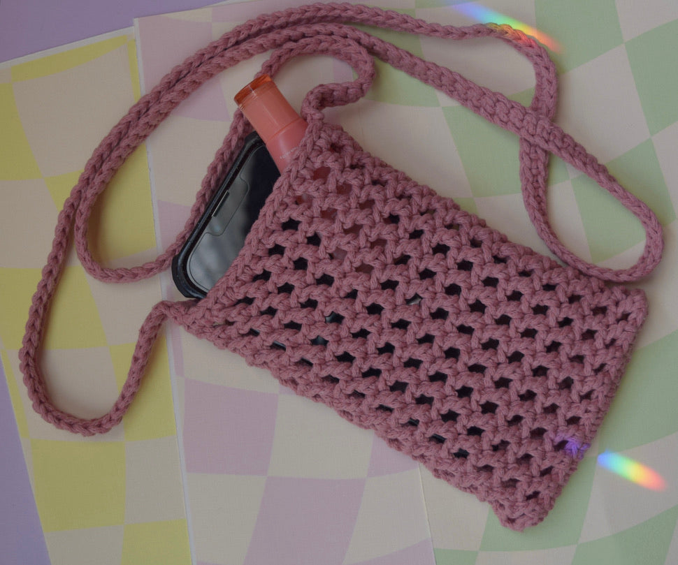 pink phone crossbody bag