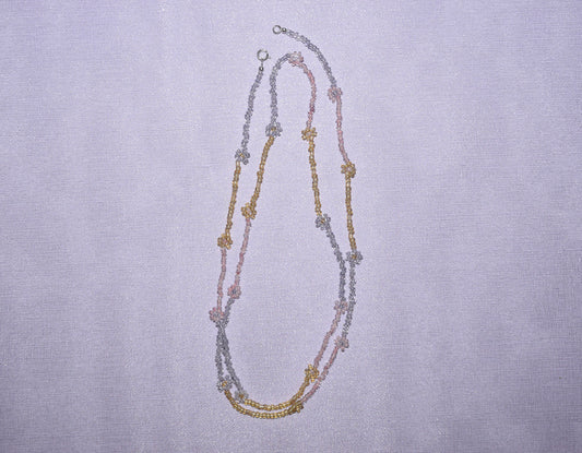 Dainty Flower Necklace (Dusky 3 Tone)