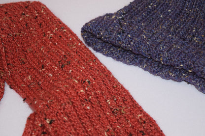 colour pop cozy scarf and beanie set (purple and red)