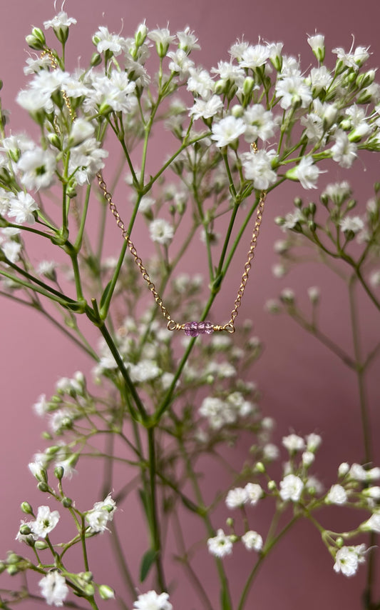 dainty pink sapphire necklace