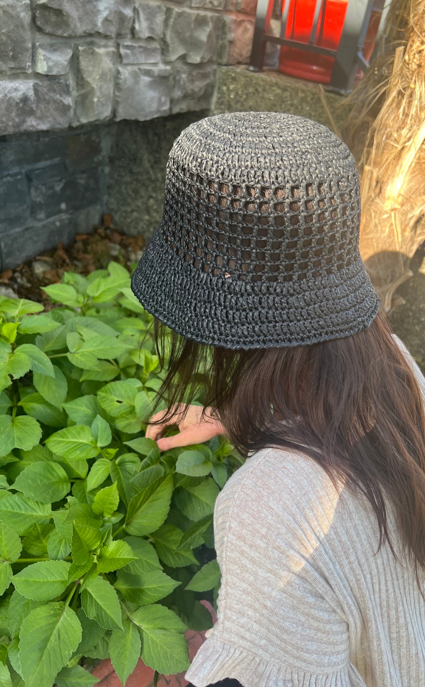 classic raffia bucket hat