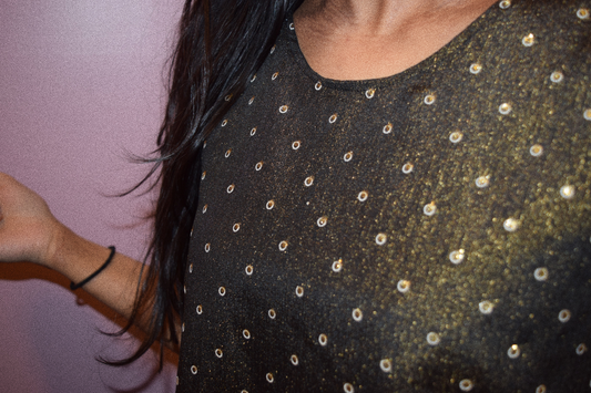 shimmer polka dot top