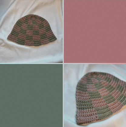 boho checkered bucket hat