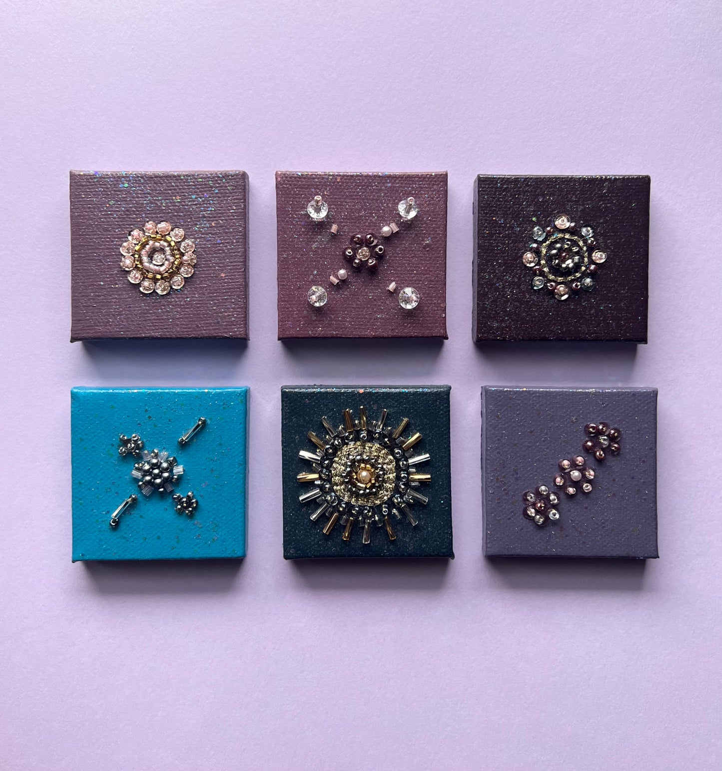 purple blossoms and blooms - mini canvases (wall art)